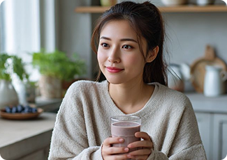 スムージーを飲む女性