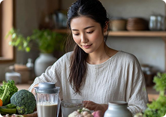 スムージーを作る女性